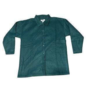 DC Sport Green Long Sleeve Warm Cozy Fleece Button Up Jacket Shacket Medium NEW